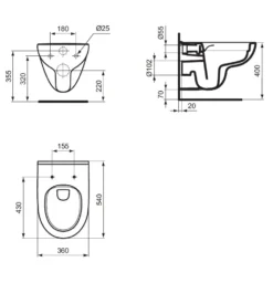 Ideal Standard Connect Air - Hangend Bidet, 360x540 Mm, Met Overloop, Kraangat, Wit E233501 -sanitino 00c85b04d8cf09238027a8a7