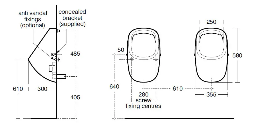 Ideal Standard Connect - Urinoir, Verborgen Wateraansluiting, Wit E621501 2 Ideal Standard Connect - Urinoir, Verborgen Wateraansluiting, Wit E621501 - Afbeelding 2