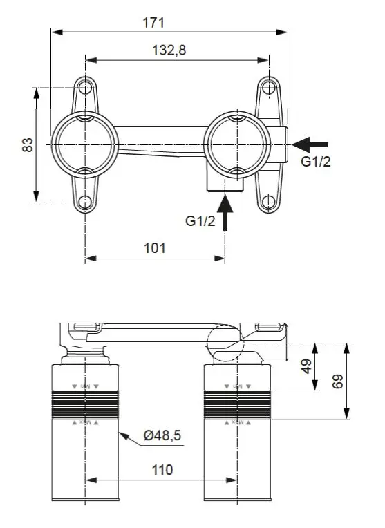 Ideal Standard Conca Tap - Inbouwdeel Voor Inbouw Wastafelkraan A1313NU 2 Ideal Standard Conca Tap - Inbouwdeel Voor Inbouw Wastafelkraan A1313NU - Afbeelding 2