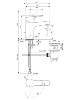 Ideal Standard Cerabase - Wastafelkraan Met Waste, Blue Start, Chroom BC832AA 5 Ideal Standard Cerabase - Wastafelkraan Met Waste, Blue Start, Chroom BC832AA -sanitino 17507a2e9dd76de82ee07678