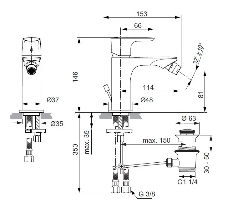 Ideal Standard Connect Air - Bidetkraan Met Waste, Chroom A7030AA 2 Ideal Standard Connect Air - Bidetkraan Met Waste, Chroom A7030AA - Afbeelding 2