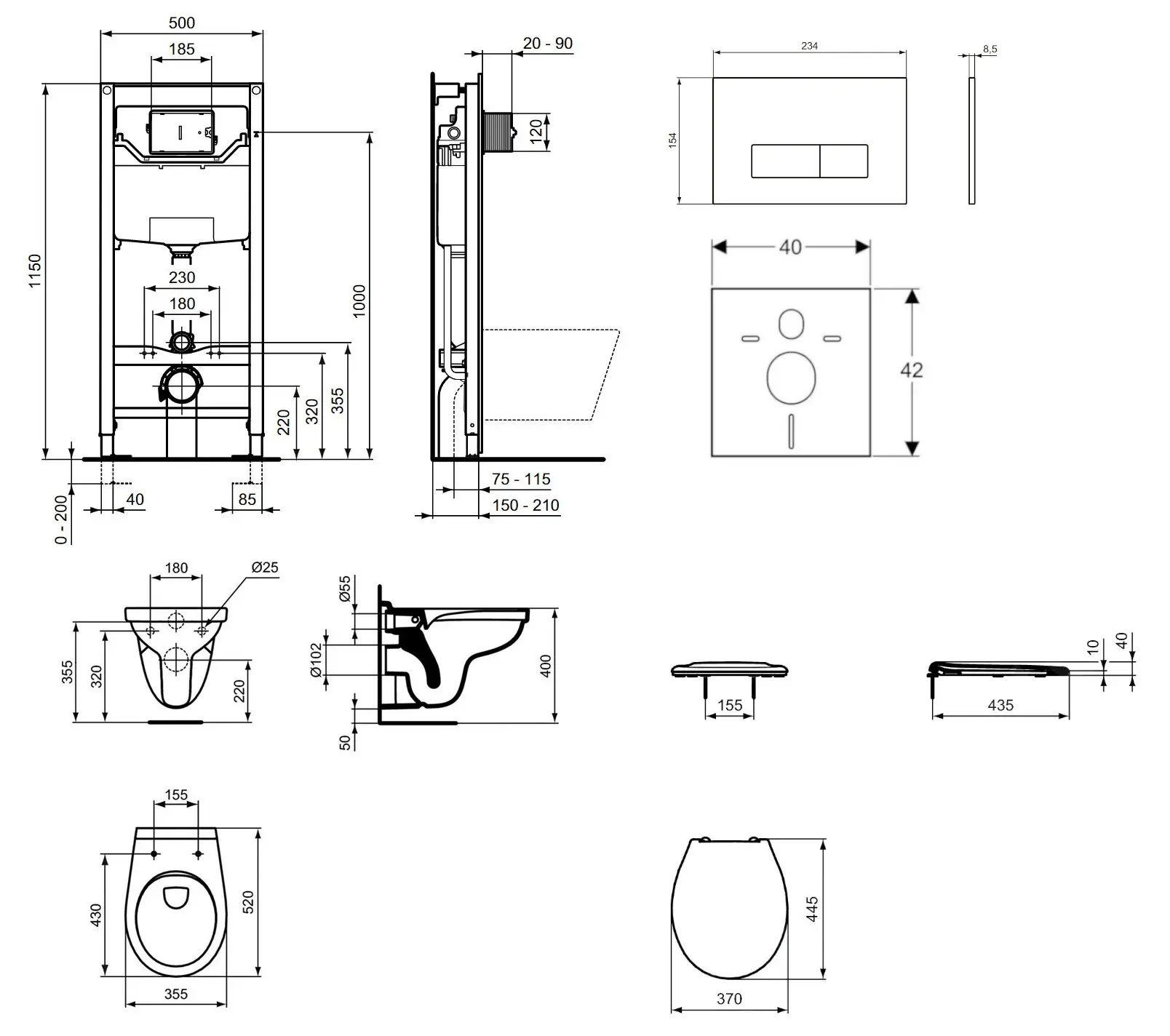 Ideal Standard ProSys - Toiletset - Inbouwreservoir, Closet Alpha Met WC-zitting, Oleas M2 Bedieningsplaat, Mat Chroom ProSys120M SP32 2 Ideal Standard ProSys - Toiletset - Inbouwreservoir, Closet Alpha Met WC-zitting, Oleas M2 Bedieningsplaat, Mat Chroom ProSys120M SP32 - Afbeelding 2