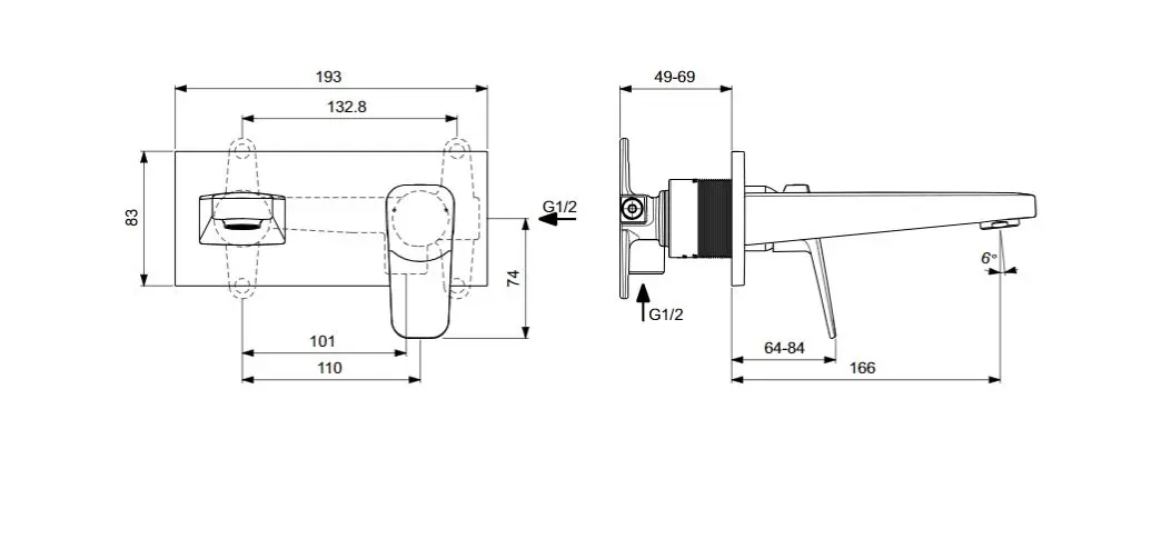 Ideal Standard CeraPlan - Inbouw Wastafelkraan, Chroom BD244XG 2 Ideal Standard CeraPlan - Inbouw Wastafelkraan, Chroom BD244XG - Afbeelding 2