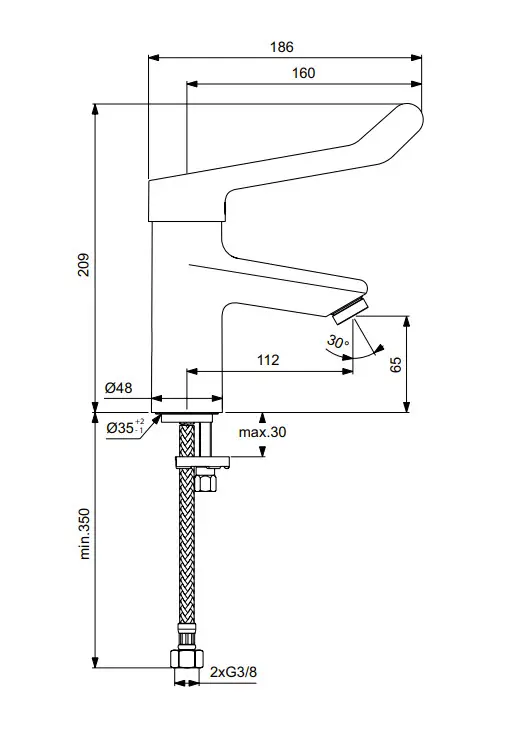 Ideal Standard Ceraplus II - Wastafelkraan Met Lange Hendel, Chroom BC098AA 2 Ideal Standard Ceraplus II - Wastafelkraan Met Lange Hendel, Chroom BC098AA - Afbeelding 2