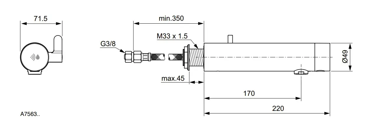 Ideal Standard SensorFlow - Electronische Wandkraan, Menging, Bateriové Napájení, Zijdeachtig Zwart A7563XG 2 Ideal Standard SensorFlow - Electronische Wandkraan, Menging, Bateriové Napájení, Zijdeachtig Zwart A7563XG - Afbeelding 2
