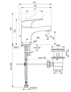 Ideal Standard Cerabase - Wastafelkraan Met Waste, Chroom BD392AA -sanitino 3202acedc17a50ace94f7b99