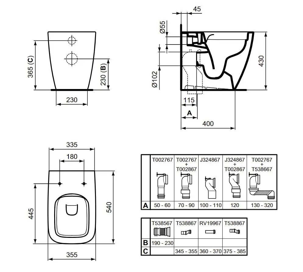 Ideal Standard I.Life B - Barrièrevrij, Staand Toilet, Vario Afvoer, RimLS+, Wit T458101 2 Ideal Standard I.Life B - Barrièrevrij, Staand Toilet, Vario Afvoer, RimLS+, Wit T458101 - Afbeelding 2