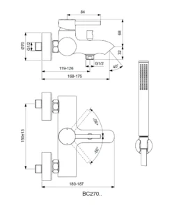 Ideal Standard CeraLine - Badkraan Wandmontage Incl. Accessoires, Zwart BC270XG -sanitino 3665210b96d864f5ad33b13c