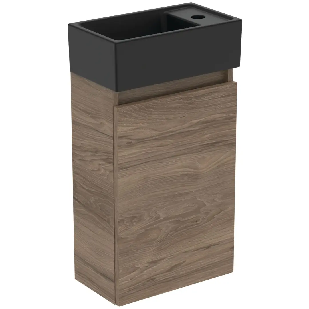 Ideal Standard Eurovit+ - Kast Met Fontein, 55x35x20 Cm, 1 Deur, Walnoot/zijdezwart R0578Y9 1 Ideal Standard Eurovit+ - Kast Met Fontein, 55x35x20 Cm, 1 Deur, Walnoot/zijdezwart R0578Y9