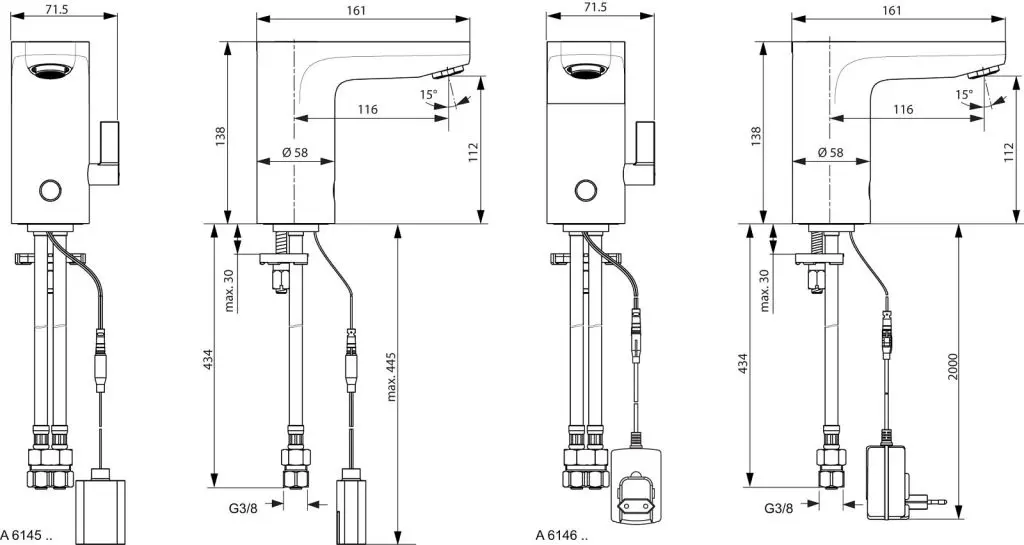 Ideal Standard CeraPlus - Elektronische Wastafelmengkraan Met Menging, Netaansluiting 230V, Chroom A6146AA 2 Ideal Standard CeraPlus - Elektronische Wastafelmengkraan Met Menging, Netaansluiting 230V, Chroom A6146AA - Afbeelding 2