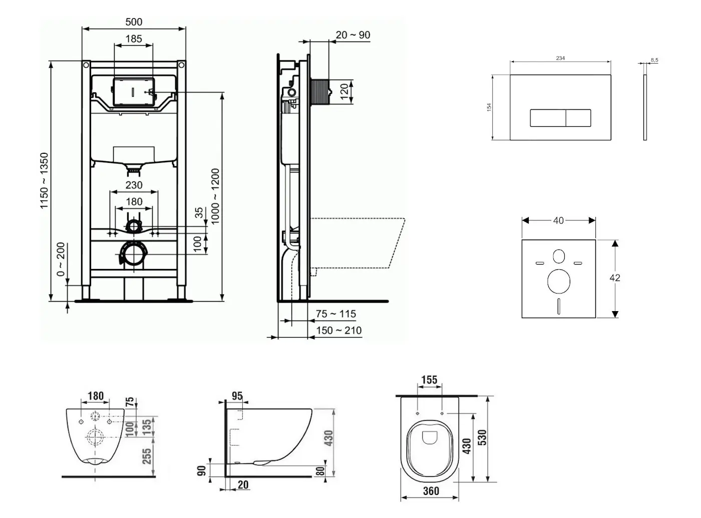 Ideal Standard ProSys - Toiletset- Inbouwreservoir, Closet, WC-zitting Mio, Oleas M2 Bedieningsplaat, Rimless, SlowClose, Antibak, Wit ProSys120M SP67 2 Ideal Standard ProSys - Toiletset- Inbouwreservoir, Closet, WC-zitting Mio, Oleas M2 Bedieningsplaat, Rimless, SlowClose, Antibak, Wit ProSys120M SP67 - Afbeelding 2
