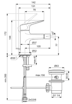 Ideal Standard La Dolce Vita - Bidetkraan Met Afvoer, Chroom BD664AA -sanitino 4845721a7f541be935bc6b1a