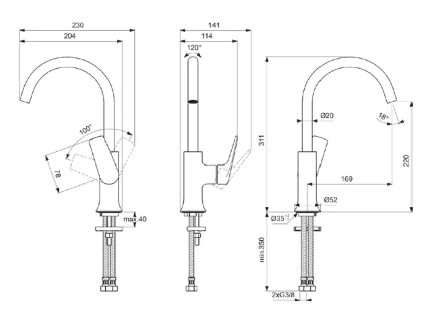 Ideal Standard La Dolce Vita - Wastafelkraan, Geborsteld Goud BD658A2 2 Ideal Standard La Dolce Vita - Wastafelkraan, Geborsteld Goud BD658A2 - Afbeelding 2