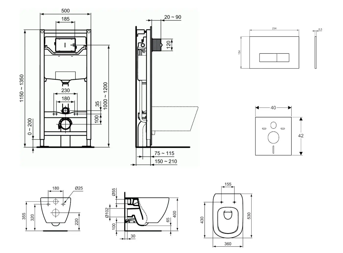 Ideal Standard ProSys - Toiletset- Inbouwreservoir, Closet, WC-zitting Tesi, Oleas M2 Bedieningsplaat, Aquablade, SoftClose, Wit ProSys120M SP1 2 Ideal Standard ProSys - Toiletset- Inbouwreservoir, Closet, WC-zitting Tesi, Oleas M2 Bedieningsplaat, Aquablade, SoftClose, Wit ProSys120M SP1 - Afbeelding 2