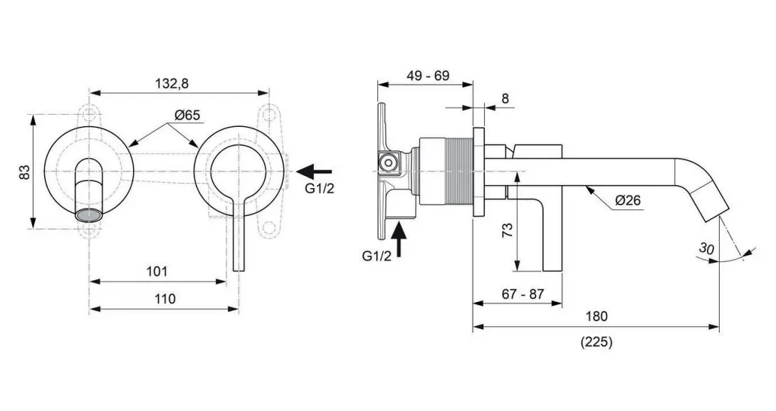 Ideal Standard Joy - Inbouw Wastafelkraan, Uitloop 18 Cm, 2-gats, Silver Storm A7378GN 2 Ideal Standard Joy - Inbouw Wastafelkraan, Uitloop 18 Cm, 2-gats, Silver Storm A7378GN - Afbeelding 2