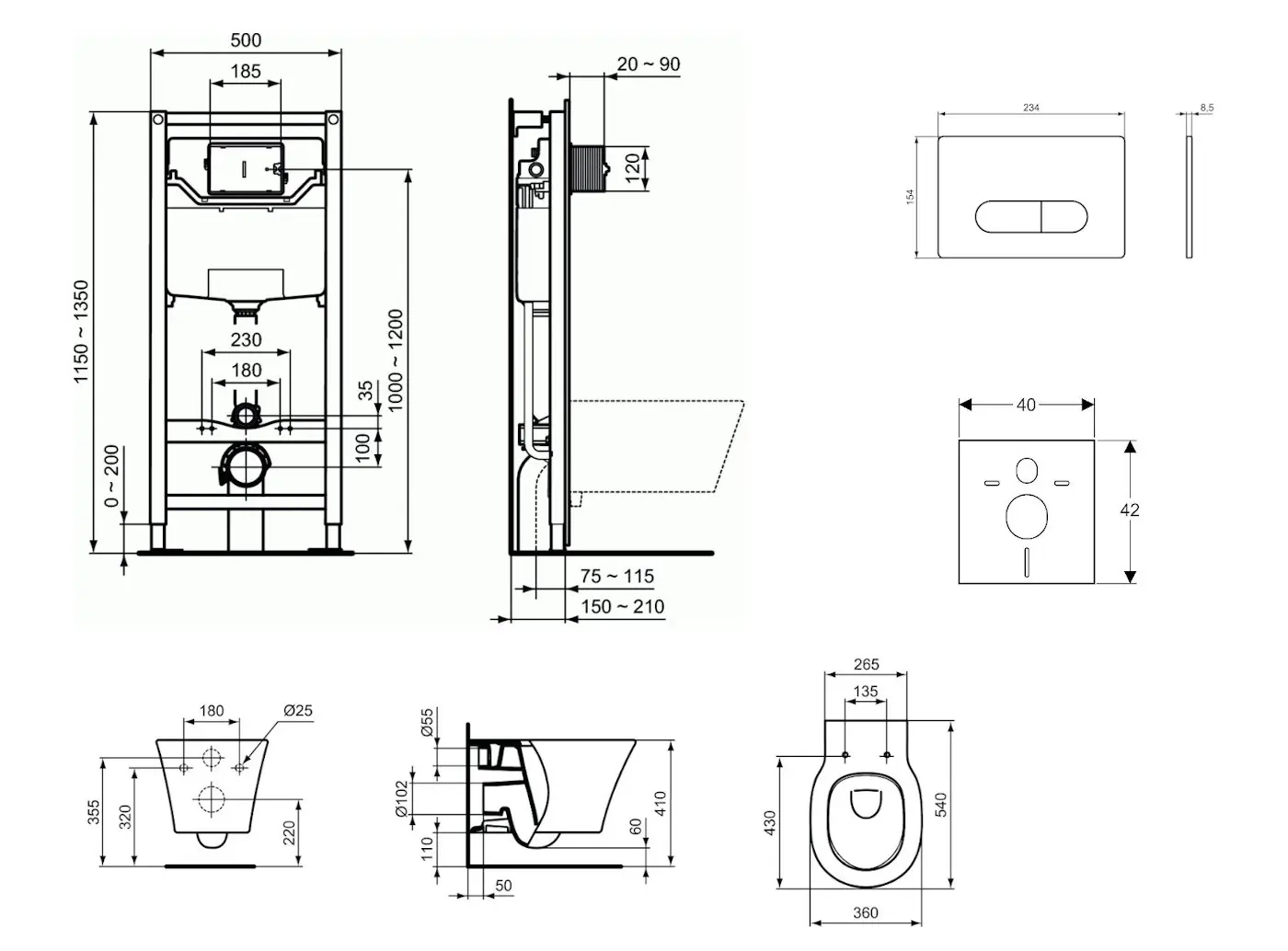 Ideal Standard ProSys - Toiletset- Inbouwreservoir, Closet, WC-zitting Connect Air, Oleas M1 Bedieningsplaat, Aquablade, SoftClose, Chroom ProSys120M SP24 2 Ideal Standard ProSys - Toiletset- Inbouwreservoir, Closet, WC-zitting Connect Air, Oleas M1 Bedieningsplaat, Aquablade, SoftClose, Chroom ProSys120M SP24 - Afbeelding 2