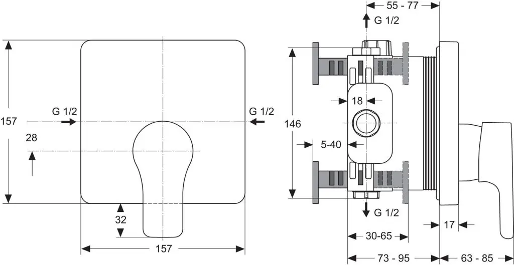 Ideal Standard Attitude - Afdekset Voor Inbouwkraan, Chroom A4757AA 2 Ideal Standard Attitude - Afdekset Voor Inbouwkraan, Chroom A4757AA - Afbeelding 2