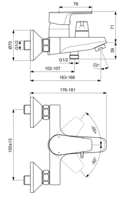 Ideal Standard Cerafine D - Badkraan, Chroom BC494AA 6 Ideal Standard Cerafine D - Badkraan, Chroom BC494AA -sanitino 66f31b9aa9aeea2c21fe43b7
