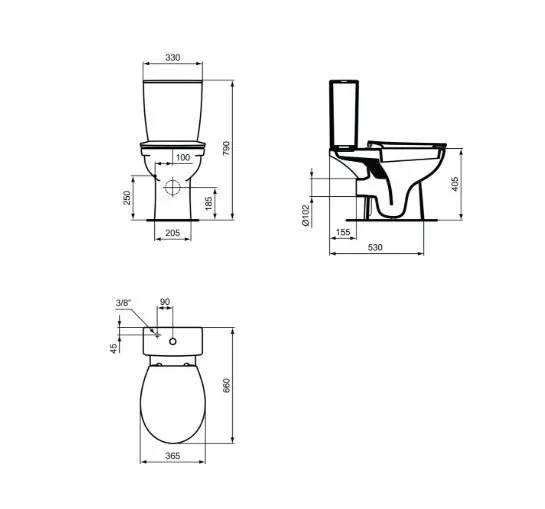 Ideal Standard Eurovit - Duoblok Met Zitting, Achteruitlaat, Wit W328801 2 Ideal Standard Eurovit - Duoblok Met Zitting, Achteruitlaat, Wit W328801 - Afbeelding 2