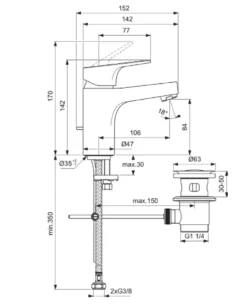 Ideal Standard Cerabase - Wastafelkraan Met Waste, Chroom BC833AA -sanitino 6b10a6079920b23635acdd65