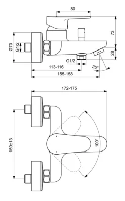Ideal Standard Cerafine O - Opbouw Badkraan, Chroom BC500AA -sanitino 79887f39d11109c3555d0a42