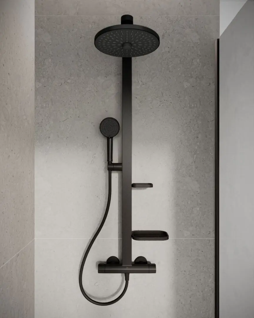 Ideal Standard ALU+ - Doucheset Met Thermostaat, Diameter 26 Cm, 2 Jets, Zijde Zwart BD583XG 3 Ideal Standard ALU+ - Doucheset Met Thermostaat, Diameter 26 Cm, 2 Jets, Zijde Zwart BD583XG - Afbeelding 3