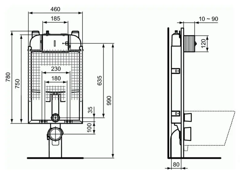 Ideal Standard ProSys - ProSys 80M Inbouwreservoir Voor Wand-WC, Lichtgewicht R014667 2 Ideal Standard ProSys - ProSys 80M Inbouwreservoir Voor Wand-WC, Lichtgewicht R014667 - Afbeelding 2
