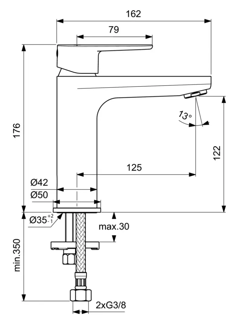 Ideal Standard Cerafine O - Wastafelkraan, Zwart BC554XG 2 Ideal Standard Cerafine O - Wastafelkraan, Zwart BC554XG - Afbeelding 2