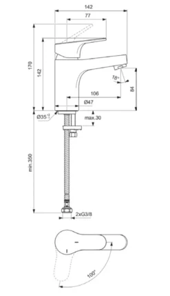 Ideal Standard Cerabase - Wastafelkraan, BlueStart, Chroom BC830AA -sanitino b2353118968d32d27909610d