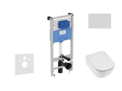 Ideal Standard ProSys - Toiletset- Inbouwreservoir, Closet, WC-zitting Mio, Oleas M1 Bedieningsplaat, Rimless, SlowClose, Antibak, Mat Chroom ProSys120M SP71