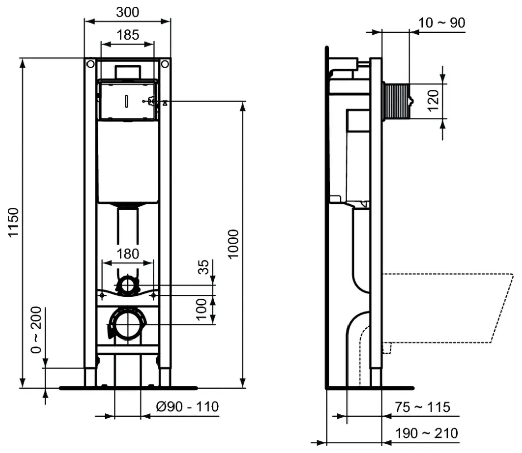 Ideal Standard ProSys - Inbouwreservoir ECO M Voor Hangtoilet E233267 2 Ideal Standard ProSys - Inbouwreservoir ECO M Voor Hangtoilet E233267 - Afbeelding 2