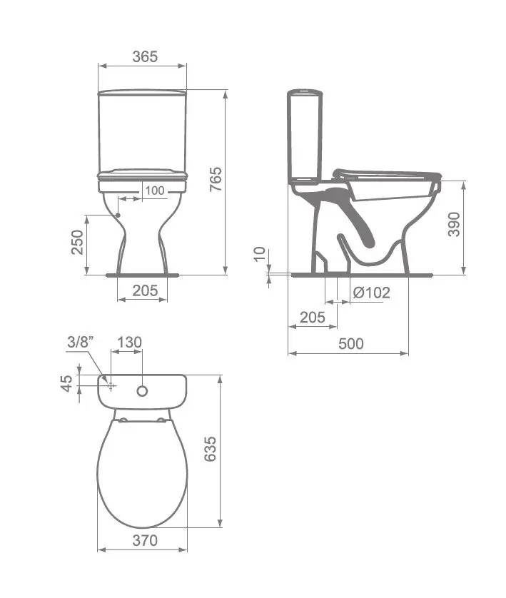 Ideal Standard Alpha - Duoblok Toiletpot, Achterafvoer, Wit R033801 2 Ideal Standard Alpha - Duoblok Toiletpot, Achterafvoer, Wit R033801 - Afbeelding 2