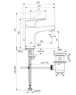 Ideal Standard Cerabase - Wastafelkraan Met Waste, Chroom BC829AA -sanitino c46d420b571e7df723b6ee18
