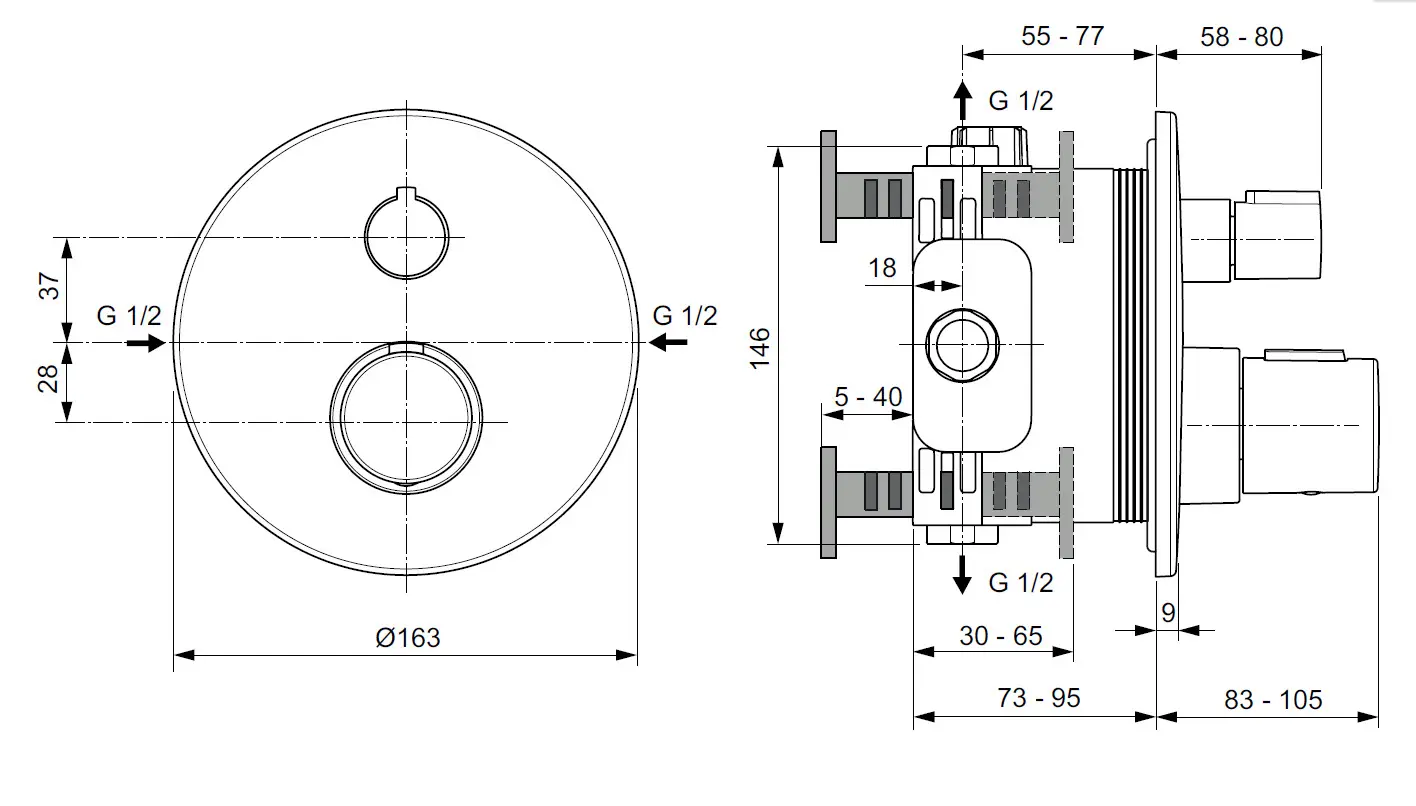 Ideal Standard CeraTherm - Inbouw Thermostatische Douchekraan, Silver Storm A5813GN 2 Ideal Standard CeraTherm - Inbouw Thermostatische Douchekraan, Silver Storm A5813GN - Afbeelding 2
