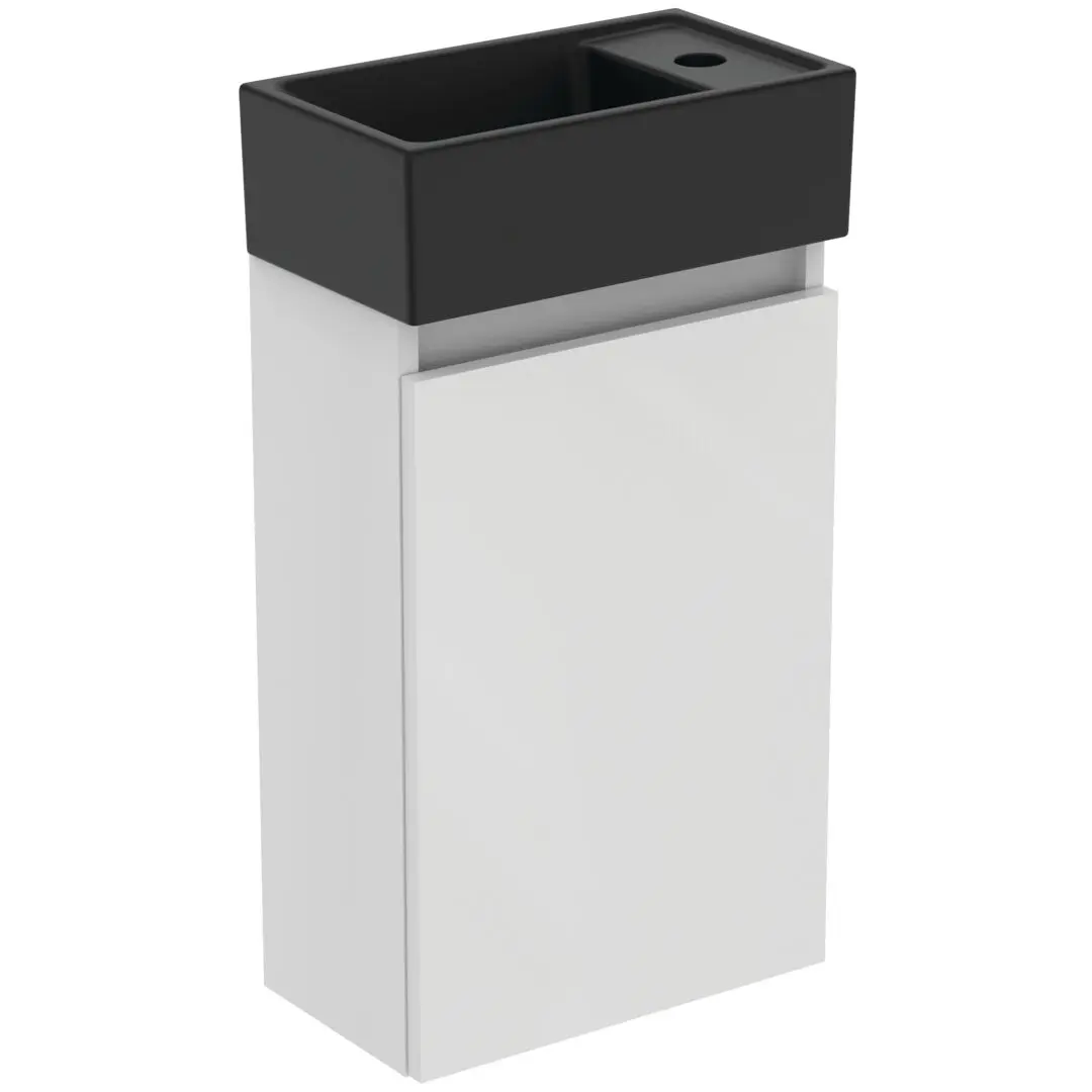 Ideal Standard Eurovit+ - Kast Met Fontein, 55x35x20 Cm, 1 Deurtje, Glanzend Wit/zijdezwart R0578WG 1 Ideal Standard Eurovit+ - Kast Met Fontein, 55x35x20 Cm, 1 Deurtje, Glanzend Wit/zijdezwart R0578WG