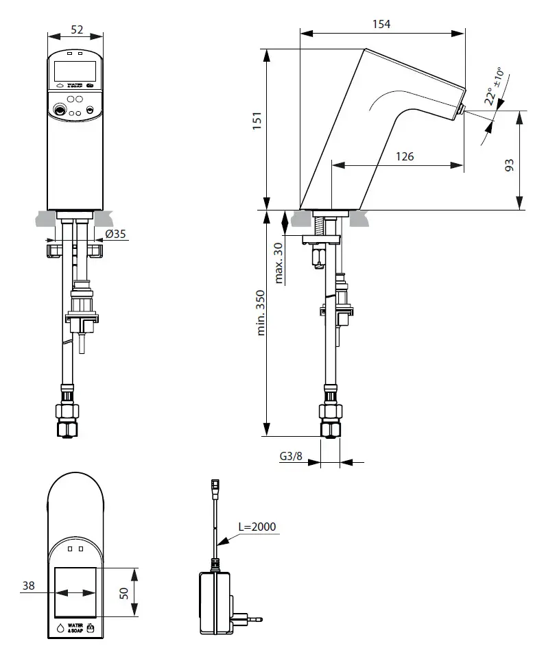 Ideal Standard Intellimix - Elektronische Wastafelkraan Met Geïntegreerde Zeepdispenser, Chroom A7488AA 2 Ideal Standard Intellimix - Elektronische Wastafelkraan Met Geïntegreerde Zeepdispenser, Chroom A7488AA - Afbeelding 2