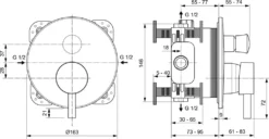 Ideal Standard CeraLine - Inbouwkraan Voor 2 Uitgangen, Zwart A7389XG -sanitino d805c19d135b2d155928248b