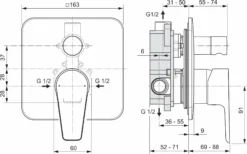 Ideal Standard Cerafine D - Inbouwkraan Met Inbouwdeel, Voor 2 Uitgangen, Chroom/grijze Parel A7189U8 -sanitino da3843ab448c125a92b55c3b 1