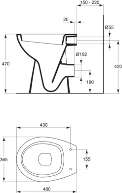 Ideal Standard Contour 21 - Barrièrevrij Staand Toilet, Achterafvoer, Wit P239901 -sanitino dad26be536f4e210ff0090c2