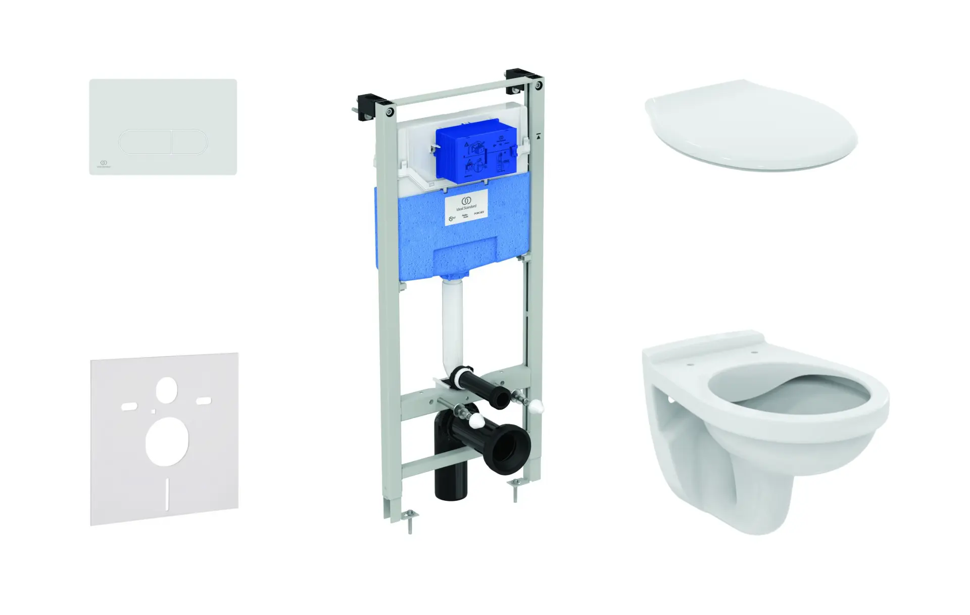 Ideal Standard ProSys - Set Voor Wandmontage, Alpha-toilet Met Zitting, Oleas M1-knop, Wit ProSys120M SP34 1 Ideal Standard ProSys - Set Voor Wandmontage, Alpha-toilet Met Zitting, Oleas M1-knop, Wit ProSys120M SP34