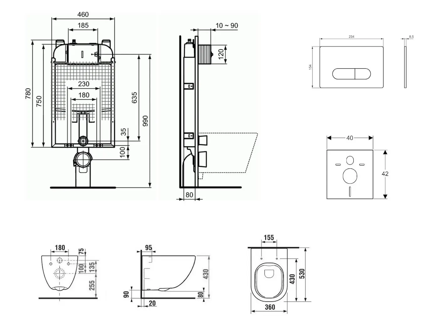 Ideal Standard ProSys - Toiletset- Inbouwreservoir, Closet, WC-zitting Mio, Oleas M1 Bedieningsplaat, Rimless, Slowclose, Antibak, Chroom ProSys80M SP144 2 Ideal Standard ProSys - Toiletset- Inbouwreservoir, Closet, WC-zitting Mio, Oleas M1 Bedieningsplaat, Rimless, Slowclose, Antibak, Chroom ProSys80M SP144 - Afbeelding 2