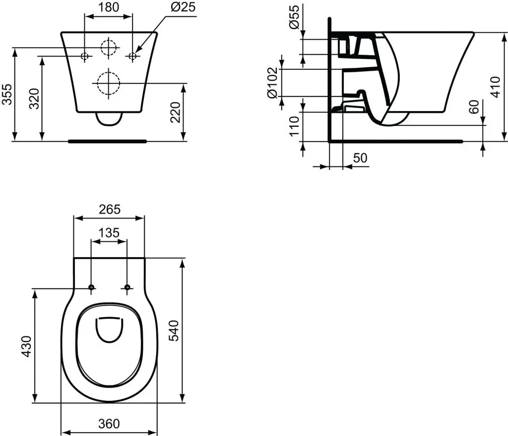 Ideal Standard Connect Air - Hangend Toilet, Aquablade, Wit E005401 2 Ideal Standard Connect Air - Hangend Toilet, Aquablade, Wit E005401 - Afbeelding 2