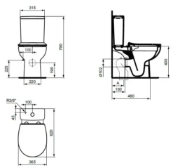 Ideal Standard Eurovit+ - Toilet-combi Met SoftClose Zitting, Vario Afvoer, Bodemvulling, RimLS+, Wit W007501 -sanitino e9879b05c364bbb6e7d4e8da