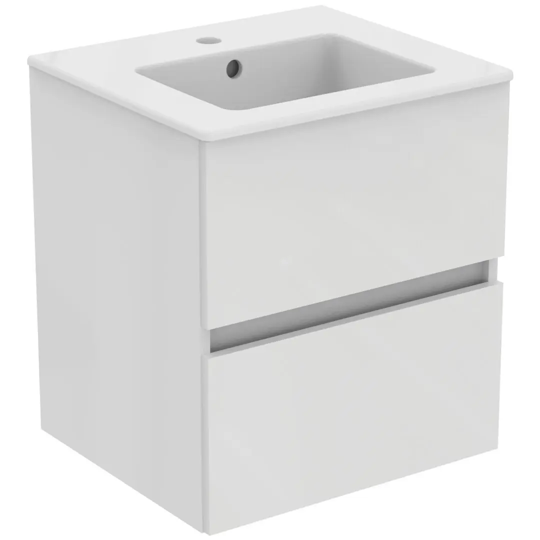 Ideal Standard Eurovit - Kast Met Wastafel, 55x50x44 Cm, 2 Laden, Glanzend Wit R0571WG 1 Ideal Standard Eurovit - Kast Met Wastafel, 55x50x44 Cm, 2 Laden, Glanzend Wit R0571WG