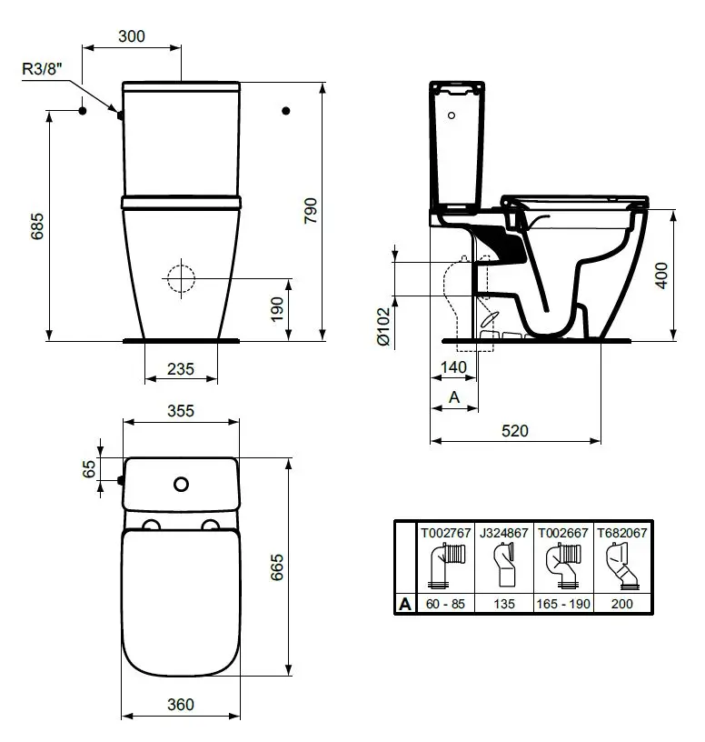 Ideal Standard I.Life B - Staande Toiletpot, Vario Afvoer, RimLS+, Glanzend Grijs T461258 2 Ideal Standard I.Life B - Staande Toiletpot, Vario Afvoer, RimLS+, Glanzend Grijs T461258 - Afbeelding 2